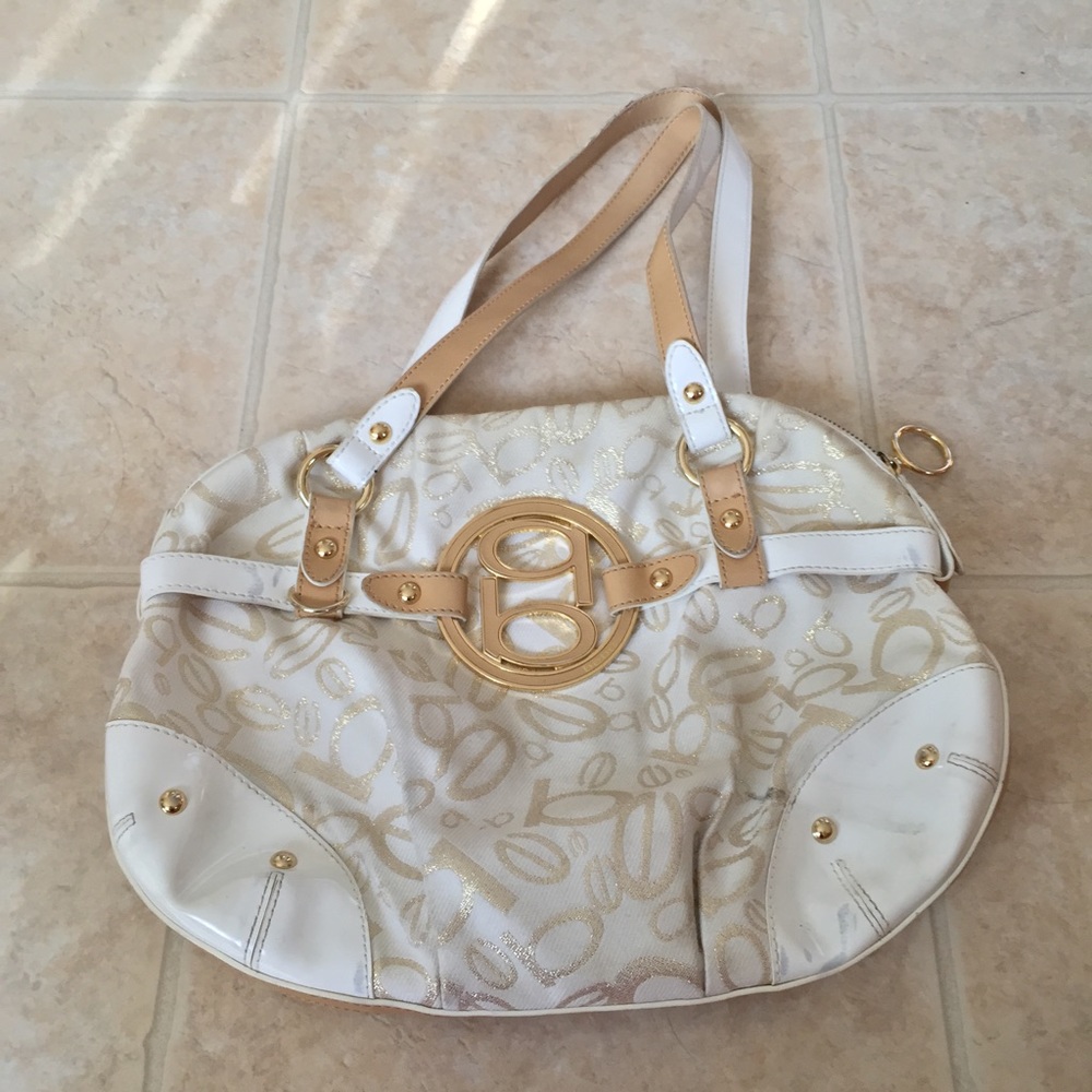 Bebe cream signature logo zip top bag